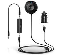 Bluetooth Car Adapter, AUX Bluetooth Adapter for Car with Ground Loop Noise Isolator for Handsfree Talking and Music Streaming, Wireless Bluetooth Receiver with Dual Port USB Car Charger, Input Port