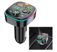 Bluetooth Car Adapter,Car FM Transmitter,PD20W Fast Charger,MP3 Music Player Universal Receiver for Vehicles Support TF Card & USB Playback,Dual USB Ports,Hands-Free Calling,7 Color LED Lights