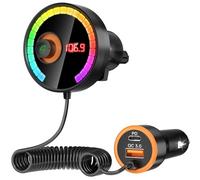 Bluetooth Car Adapter FM Transmitter Car Radio Bluetooth Transmitter, 7 Colors LED Backlit, QC3.0 Fast Charging, Strong Microphone, Hifi Bass Sound, Hands-Free Call, Support USB/TF Drive