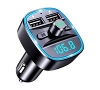 Bluetooth Car Adapter, FM Transmitter for Car with Dual USB Ports (2.4A & 1A), Hands-Free Calling, Hi-Fi Stereo Sound, Support TF Card & USB Drive - for All Vehicles
