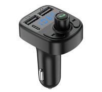 Bluetooth Car Adapter Radio FM Transmitter 5.0 Wireless Blue Tooth Car Music Calling Adaptor with 2 Usb Ports 1 Type C Port Fast Charger 5V/3.1A and 1A Mp3 Player Support Tf Card & Disk