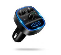 Bluetooth Car Adapter, Radio Receiver Audio FM Transmitter, 48W Fast Charger for 12V/24V Cigarette Lighter, Hands-Free Calling, Support TF Card & USB Flash Drive, Wireless Radio Receiver Adapter Kit