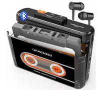 Bluetooth Cassette Tape Player with 1100mAH Rechargeable Battery, Compact Vintage Cassette Player with Earphone, Back Clip Microcassette Player for Home,Park (Black)