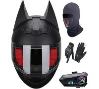 Bluetooth Cat Ear Knight Helmet Full Face Motorcycle Helmet ECE 22.06 Certified, Personality Cool Flip Up Motorcycle Helmets for Road Riding Street Racing Helmet - Unisex 8,M/(54~56cm)