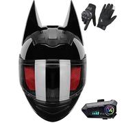 Bluetooth Cat Ear Offroad Helmets,Men and Women ECE Approved Full Face Motorcycle Helmet,for Dirt Bike, Four-Wheeled ATV B1,S/(50~53cm)