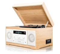 Bluetooth CD and Cassette Player, Portable Record Player with AM/FM Radio, Audio Output/Input, Built-in Speakers, Headphone Function for Home and Office Use