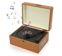 Bluetooth CD Player, Portable CD Player CD/Bluetooth/USB/3.5mm Rechargeable Imitation Leather Vintage CD Player with 2 Speakers, Remote Control, HiFi Stereo Sound (Deep Khaki)