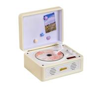 Bluetooth CD Player with Ambient Light, Magnetic Design, 360° Surround Sound, Vintage Style, Music Transmitter/Receiver, for Birthdays, Bedrooms, Desktop