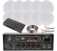 Bluetooth Ceiling Music Kit 5 Zone Stereo Amplifier & 10x Mini Flush Speakers