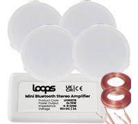 Bluetooth Ceiling Music Kit Mini Amp & 4 Low Profile Speakers Stereo HiFi Sound Loops Multi One Size