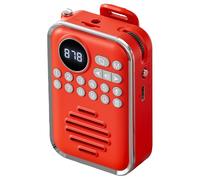 Bluetooth-Compatible Speaker with 400mAh Rechargeable Battery Personal Portable Mini Radio Retro Multi-Mode Playback for Radio Opera Stories Listening Comprehension (Red)