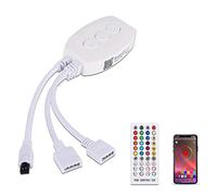 Bluetooth Controller, ALED LIGHT Wireless Bluetooth LED Strip Light Controller with 24 Keys IR Remote Control for RGB Band Lights Smart Phone APP Control Smart Controller for iOS and Android