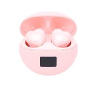Bluetooth Earbuds Cute Heart Design Noise Cancelling Function for Girls Music Lovers (Pink)