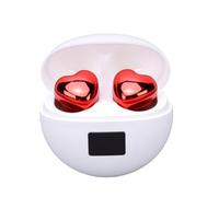 Bluetooth Earbuds Cute Heart Design Noise Cancelling Function for Girls Music Lovers (Red)