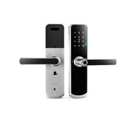 Bluetooth Fingerprint Door Lock TT Lock App Code Card Key Touch Screen Smart Door Lock Security Digital Electronic Lock (Color : 6072 Silver) Vision