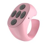 Bluetooth Fingertip Page Turner Ring, Wearable Camera Remote Shutter & Selfie Button Controller for TikTok & Video Scrolling, 10m Range, Pink Color
