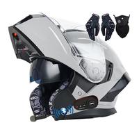 Bluetooth Flip-up Modular Motorcycle Helmet ECE Approved Motorbike Front Helmet Anti-fog Visor Tinted Motorbike Helmets Racing Crash Karting Full Face Motorbike Helmets XXL