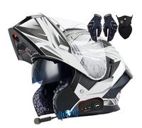 Bluetooth Flip-up Modular Motorcycle Helmet ECE Approved Motorbike Front Helmet Anti-fog Visor Tinted Motorbike Helmets Racing Crash Karting Full Face Motorbike Helmets XXL