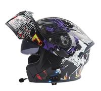 Bluetooth Flip-Up Motorbike Helmets Modular Full Face Motorcycle Helmet with Double Visor ECEDOT Approved Flip Up Front Scooter Helmet Unisex with Speaker and Microphone Z-26,S:55-56CM
