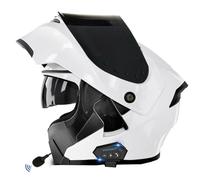 Bluetooth Flip-Up Motorbike Helmets Modular Full Face Motorcycle Helmet with Double Visor ECEDOT Approved Flip Up Front Scooter Helmet Unisex with Speaker and Microphone C,XL:61-62CM
