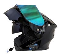 Bluetooth Flip-Up Motorbike Helmets Modular Full Face Motorcycle Helmet with Double Visor ECEDOT Approved Flip Up Front Scooter Helmet Unisex with Speaker and Microphone U,XL:61-62CM