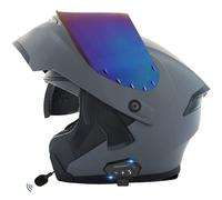 Bluetooth Flip-Up Motorbike Helmets Modular Full Face Motorcycle Helmet with Double Visor ECEDOT Approved Flip Up Front Scooter Helmet Unisex with Speaker and Microphone Z,XL:61-62CM