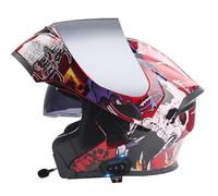 Bluetooth Flip-Up Motorbike Helmets Modular Full Face Motorcycle Helmet with Double Visor ECEDOT Approved Flip Up Front Scooter Helmet Unisex with Speaker and Microphone Z-24,XXL:63-64CM