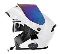 Bluetooth Flip-Up Motorbike Helmets Modular Full Face Motorcycle Helmet with Double Visor ECEDOT Approved Flip Up Front Scooter Helmet Unisex with Speaker and Microphone E,S:55-56CM