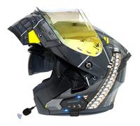 Bluetooth Flip-Up Motorbike Helmets Modular Full Face Motorcycle Helmet with Double Visor ECEDOT Approved Flip Up Front Scooter Helmet Unisex with Speaker and Microphone Z-15,XXL:63-64CM