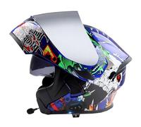 Bluetooth Flip-Up Motorbike Helmets Modular Full Face Motorcycle Helmet with Double Visor ECEDOT Approved Flip Up Front Scooter Helmet Unisex with Speaker and Microphone Z-20,S:55-56CM