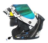 Bluetooth Flip-Up Motorbike Helmets Modular Full Face Motorcycle Helmet with Double Visor ECEDOT Approved Flip Up Front Scooter Helmet Unisex with Speaker and Microphone Z-9,XXXL:65-66CM