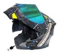 Bluetooth Flip-Up Motorbike Helmets Modular Full Face Motorcycle Helmet with Double Visor ECEDOT Approved Flip Up Front Scooter Helmet Unisex with Speaker and Microphone Z-16,L:59-60CM