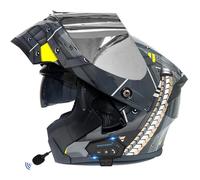 Bluetooth Flip-Up Motorbike Helmets Modular Full Face Motorcycle Helmet with Double Visor ECEDOT Approved Flip Up Front Scooter Helmet Unisex with Speaker and Microphone Z-13,XXXL:65-66CM