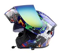 Bluetooth Flip-Up Motorbike Helmets Modular Full Face Motorcycle Helmet with Double Visor ECEDOT Approved Flip Up Front Scooter Helmet Unisex with Speaker and Microphone Z-21,XXXL:65-66CM