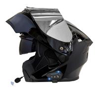 Bluetooth Flip-Up Motorbike Helmets Modular Full Face Motorcycle Helmet with Double Visor ECEDOT Approved Flip Up Front Scooter Helmet Unisex with Speaker and Microphone R,S:55-56CM