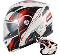 Bluetooth Flip Up Motorcycle Motorbike Bike Motorcycle Crash Helmets with Drop-Down Sun Visor Helmet ECE 22.06 Approved Unisex Adult Racing Touring Cruising Bike Wear 1,M/(57~58cm)