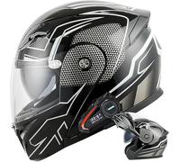 Bluetooth Flip Up Motorcycle Motorbike Bike Motorcycle Crash Helmets with Drop-Down Sun Visor Helmet ECE 22.06 Approved Unisex Adult Racing Touring Cruising Bike Wear 6,XL/(61~62cm)