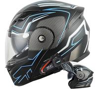Bluetooth Flip Up Motorcycle Motorbike Bike Motorcycle Crash Helmets with Drop-Down Sun Visor Helmet ECE 22.06 Approved Unisex Adult Racing Touring Cruising Bike Wear 9,XL/(61~62cm)