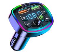 Bluetooth FM Transmitter 5.0 Wireless Car Adapter Support USB 3.1A and PD 20W Fast Charging FM Transmitter Radio Receiver Hands-Free Calling Support TF Card/LED Screen/EQ Function/U Disk