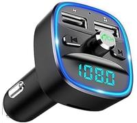 Bluetooth FM Transmitter, Bluetooth Wireless Radio Adapter Car Kit with 2 USB Ports Car Charger MP3 Player Support TF Card & Disk