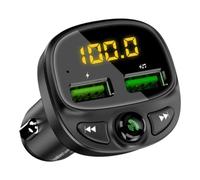 Bluetooth FM Transmitter, Car Radio Audio Adapter MP3 Player Handsfree Car Kit with Dual USB Ports 5V/3.4A, LED Display Car Voltage, Play TF Card/USB Flash Drive