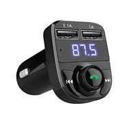 Bluetooth FM Transmitter for Car, 4.1 Bluetooth Car Kit FM Transmitter 5V 4.1A Dual USB Car Charger Phone Car MP3 Audio Player Handsfree Calling Car Electronics Voice Reminder