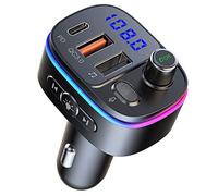 Bluetooth FM Transmitter, Wireless Bluetooth 5.3 FM Transmitter In-Car Radio Adapter Car Kit, Hands-Free Calling Car Charger with PD 18W + QC 3.0 Fast Charging USB Ports, Support TF Card & USB Disk