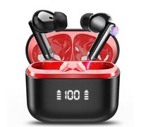 Bluetooth Headphones, Bluetooth 5.3 Earphones with HiFi Stereo, Wireless In Ear Headphones with HD Mic, 48H Bluetooth Headphones with Noise Reduction CVC8.0, Wireless Headphones IP7 Waterproof, Red