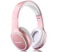 Bluetooth Headphones Over Ear, 70H Playtime and 3 EQ Music Modes Wireless Headphones with Microphone, HiFi Stereo Foldable Lightweight Headset, Deep Bass for Home Office Cellphone PC (Rose Gold)