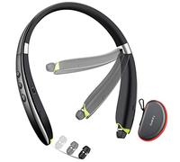 Bluetooth Headset, 2024 Upgraded Neckband Bluetooth Headphones with Retractable Earbuds, Noise Cancelling Stereo Earphones with Mic, Foldable Wireless Headphones for Sports Office with Carry Case