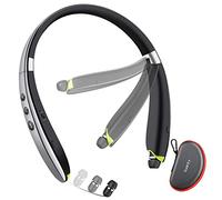 Bluetooth Headset, 2026 Upgraded Neckband Bluetooth Headphones with Retractable Earbuds, Noise Cancelling Stereo Earphones with Mic, Foldable Wireless Headphones for Sports Office with Carry Case