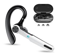 Bluetooth Headset, Bluetooth 5.4 Earpiece with CVC8.0 Noise Canceling Mic, 60H Talking Time, Single Wireless Headset with LED Charging Case, Wireless Earpiece for iOS, Android Business/Office, White
