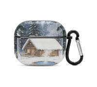 Bluetooth Headset Case A Cabin in The Forest Printed Case Shockproof PC Hard Shell Full Coverage Compatible with Wireless Charging And Airpods (3rd Generation) with Safety Buckle