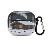 Bluetooth Headset Case Cabin in The Woods Printed Case Shockproof PC Hard Shell Full Coverage Compatible with Wireless Charging And Airpods (3rd Generation) with Safety Buckle